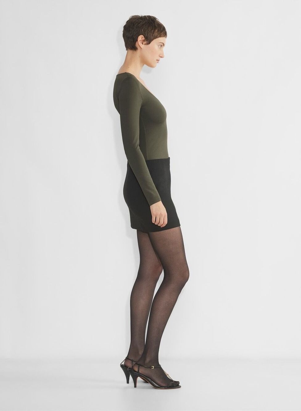 Aritzia contour Scoop Neck Long Sleeve Stretch Top olive green womens S NEW - Picture 8 of 12